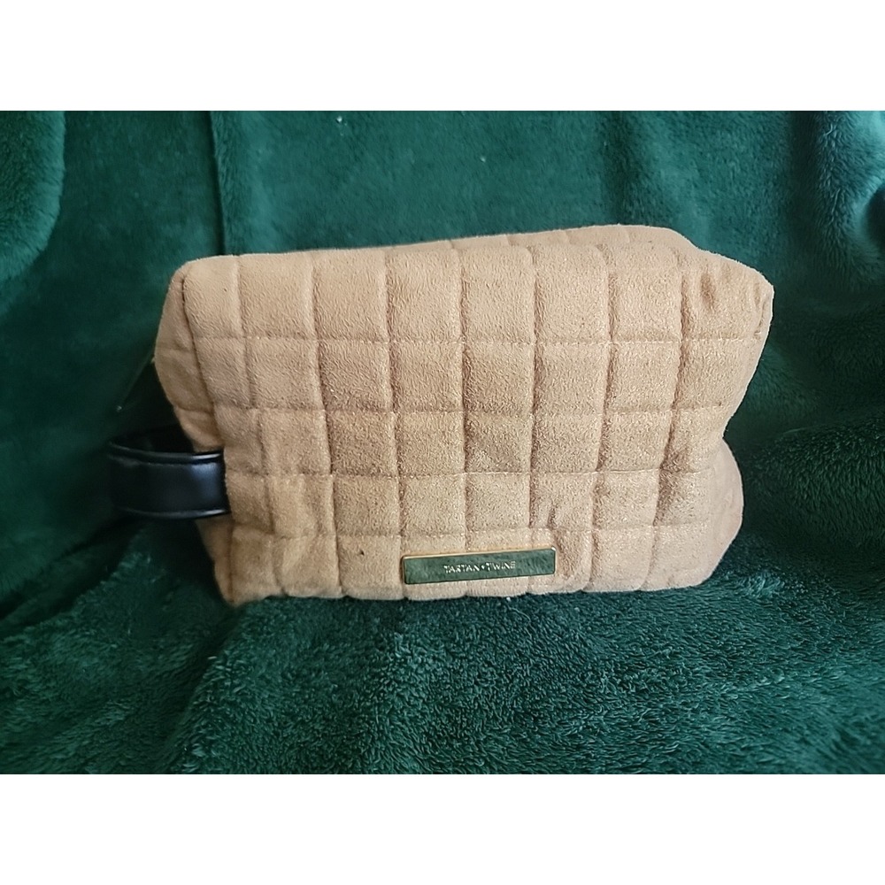 Tartan + Twine Quilted Tan Cosmetic Bag 👜 Zipper Pouch (See Notes)